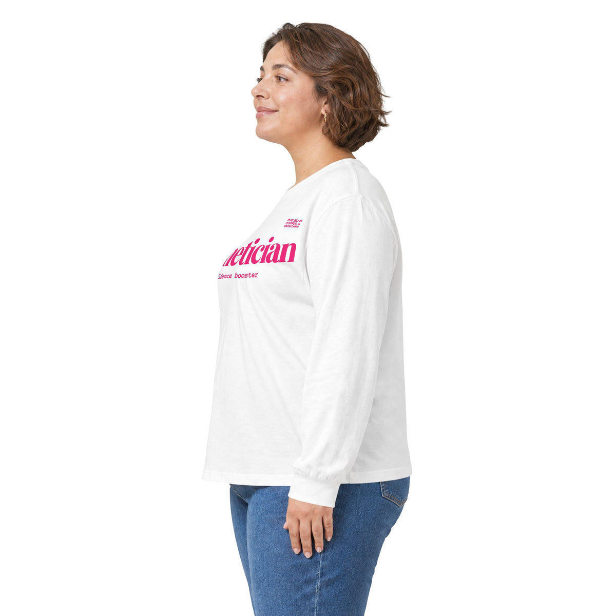 Esthetician Long Sleeve Shirt from Phoryor Skin, detail of the graphic
