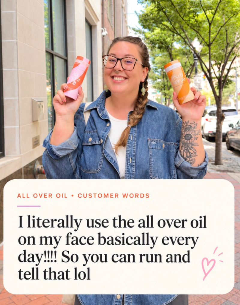 Customer holding Phoryor All Over Oil: I literally use the all over oil on my face every day