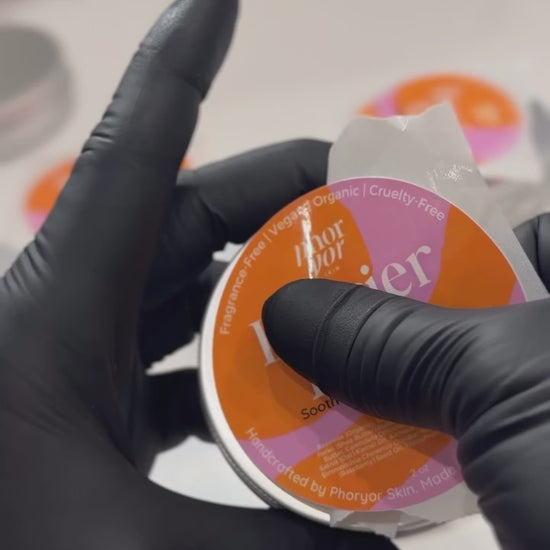 Esthetician answering a client question about Phoryor Barrier Balm